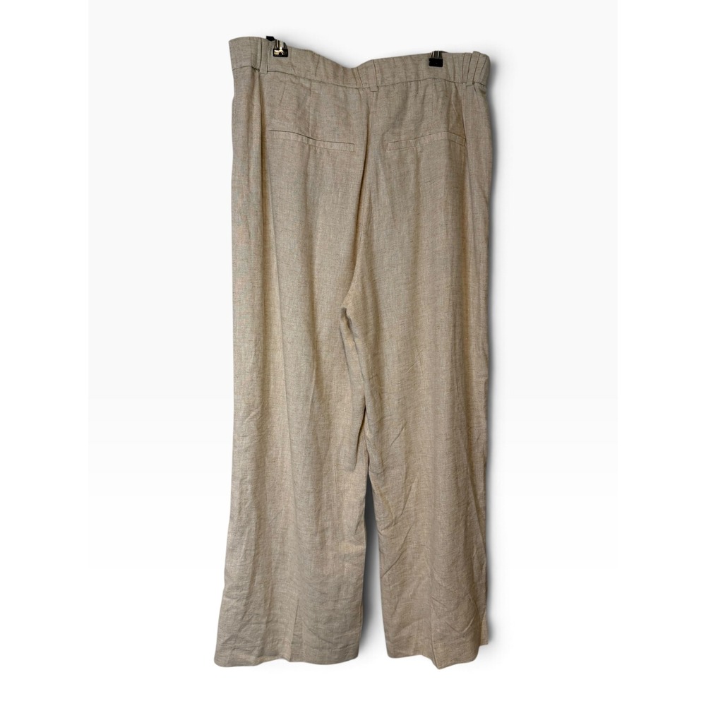 Abercrombie & Fitch Curve Love Sloane Linen Tailored Wide Leg Pant 14R Beige - Picture 4 of 8